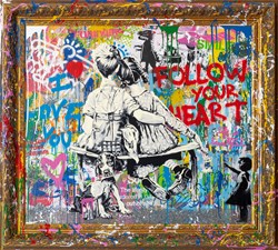 Work Well Together by Mr. Brainwash - Stretched Canvas with Vandalised Frame sized 39x35 inches. Available from Whitewall Galleries